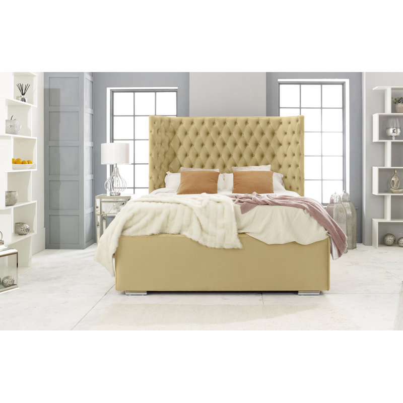 Ginnia Upholstered Bed, Single (3'), Beige