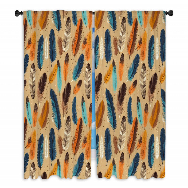 Rideaux Boho Mid-Century artistique - 2 panneaux, L 20 po x L 84 po
