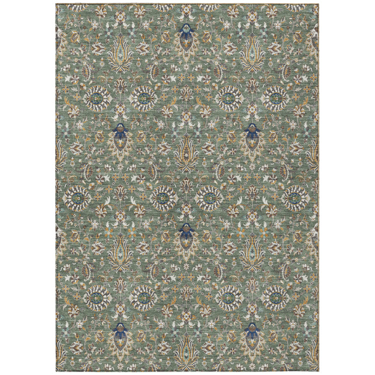 Machine Washable Indoor/Outdoor Husby ACN2192 Global Rug