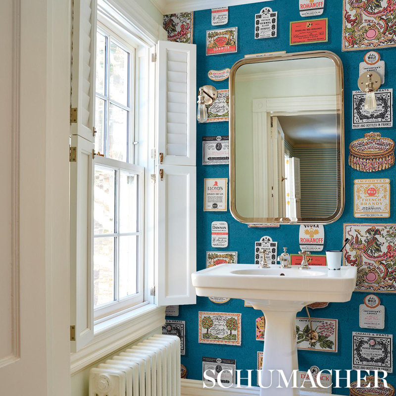 Schumacher x Backdrop Salud Wallpaper, Grotto Blue