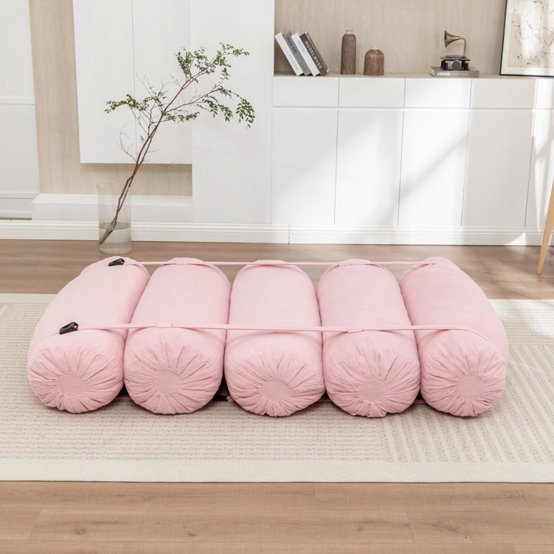 Chaise de plancher ajustable, canapé en velours côtelé avec sangles réglables, Rose