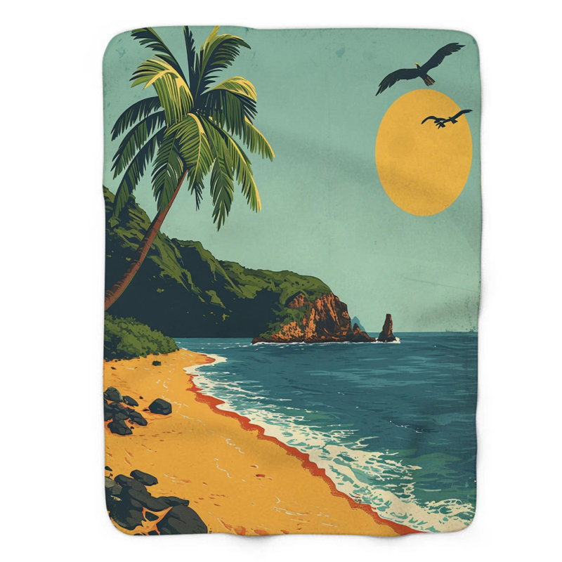 Classic Beach Views - 1 pièce Sherpa Premium, Grand lit