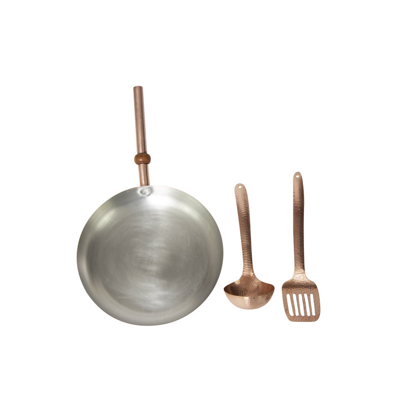Handmade 12'' Copper Non-Stick Frying Pan Set