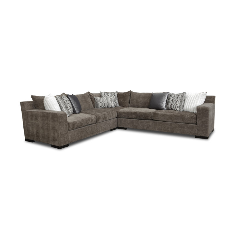 Canapé modulaire en U MOD # 506 avec méridiennes doubles et coussins décoratifs - Tissu en lin Montebello, design moderne