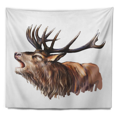 Tête de cerf illustration art tapisserie Animal