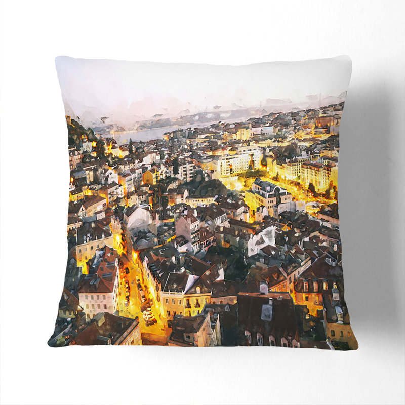 Lisbon Portugal Cushion with Filling, 40cm H x 40cm W x 15cm D