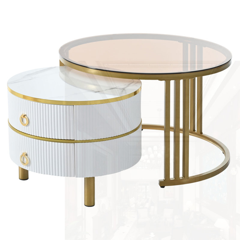 Stackable Coffee Table With 2 Drawers