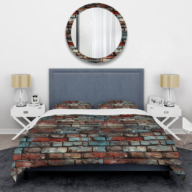 Ensemble de housse de couette Brick Wall Elegance II - Brick, Housse de couette pour grand lit et 2 taies décor