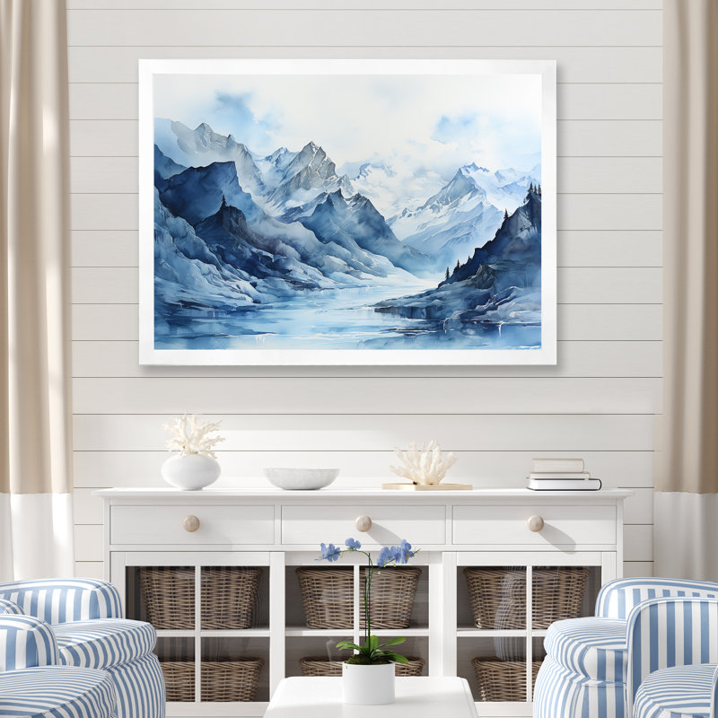 Glacier du Groenland minimalisme, Cadre simple blanc, H 34 po x l 44 po x P 1,5 po
