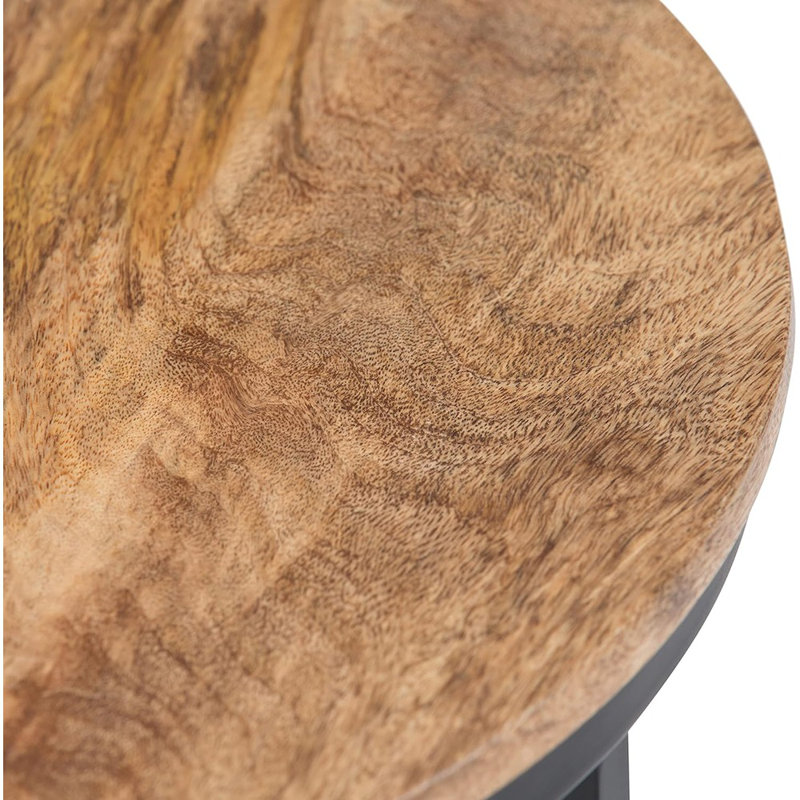 Table d'appoint ronde industrielle en métal, finition naturelle