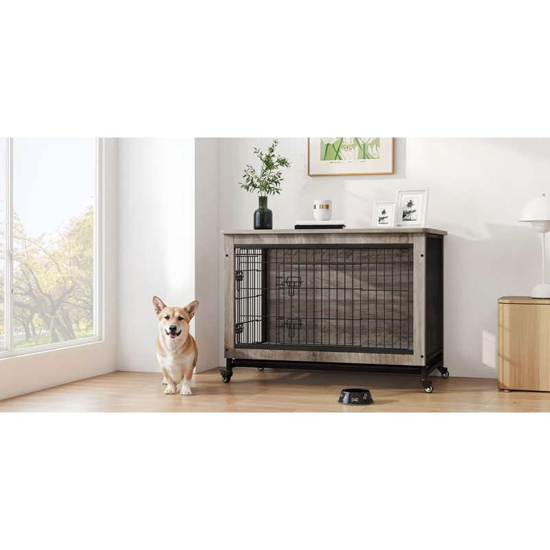 Table de bout avec roulettes et coussin pour chien Modern Modern, H 24,8 po x l 27,1 po x P 18 po, Gris