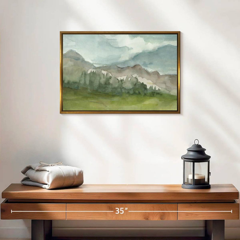 Plein Air Mountain View I, Floating Frame Gold, 19" X 13"