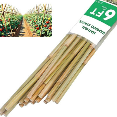 Tuteurs en bambou naturel de 1,8 m avec attaches torsadées - Support de jardin pour tomates, haricots, fleurs, plantes en pot et plantes grimpantes (30 pièces)