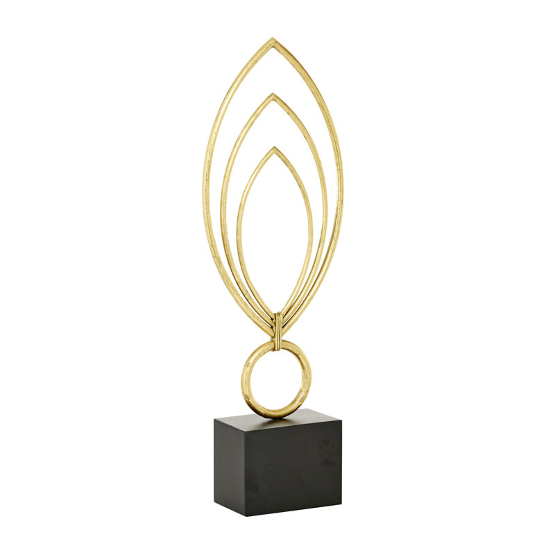 Cosmoliving By Cosmopolitan Gold Metal Contemporary Abstract Sculpture, 24 X 8 X 4
