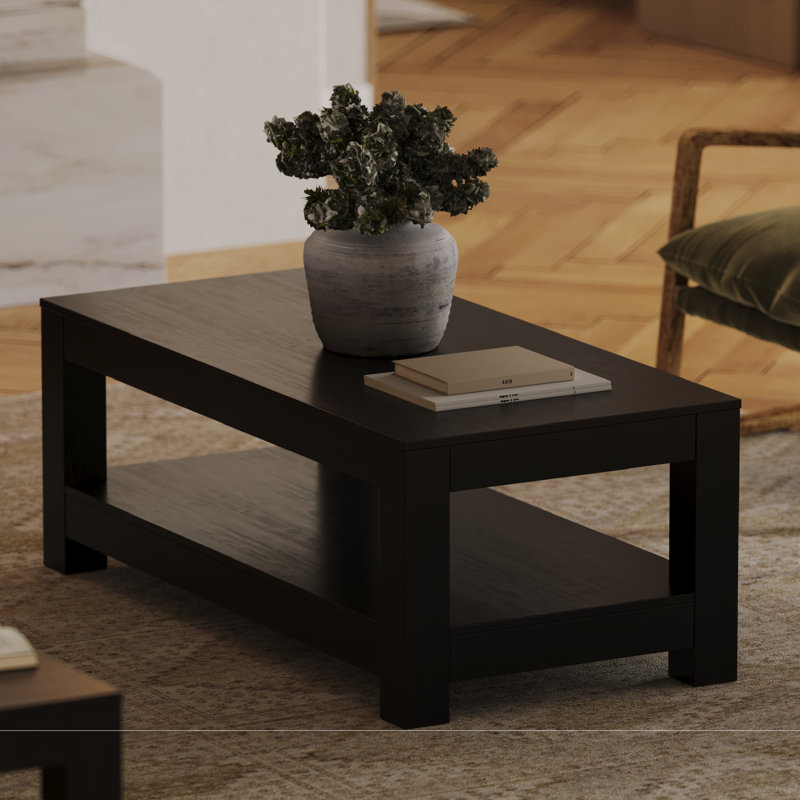 Maven Lane Paulo Wooden Coffee Table, Weathered Black