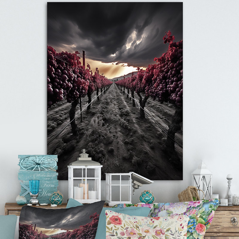«Gray Gray Vibrant Vineyard» sur toile, H 40 po x l 30 po x P 1,5 po, Toile tendue