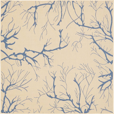 Allon Abstract Beige/Blue Indoor/Outdoor Area Rug