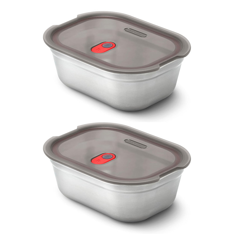 Set of 2 Steel Food Box Medium 900ml- Grey