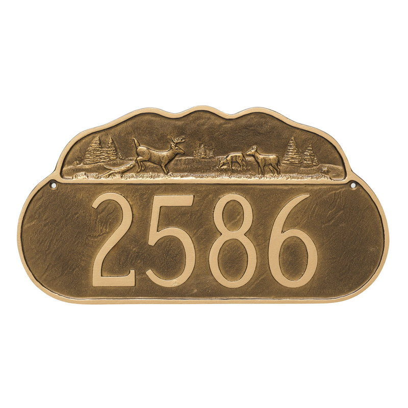 Enseigne d’adresse pour pelouse sur 1 ligne, Bronze vieilli / doré, Oui