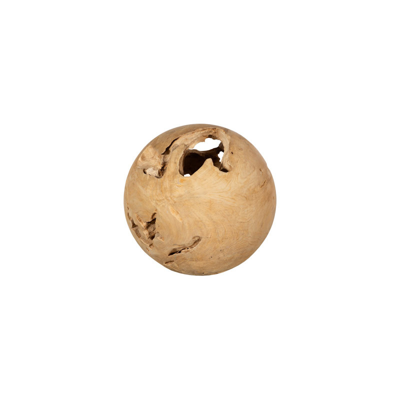 Teak Wood Ball Medium Sculpture