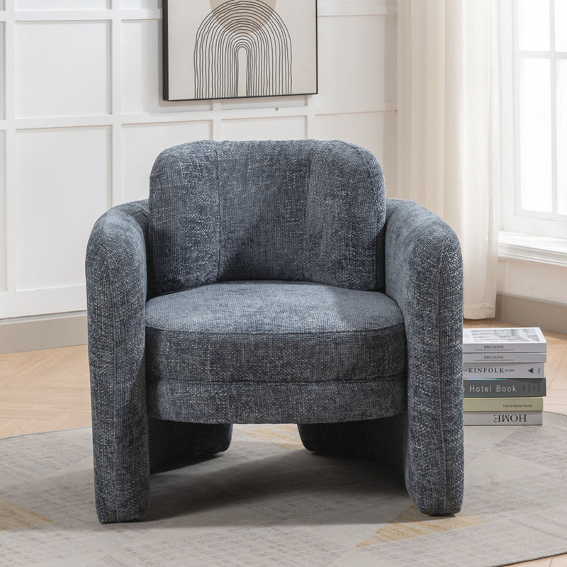 Chaise d'appoint rembourrée Kippar, chaise d'appoint, chaise de salon, chaise de chambre , Polyester bleu fumée