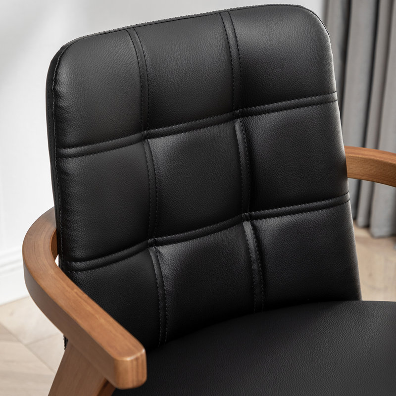 Corrales Swivel Faux Leather Counter&Bar Stools, Black, Counter Stool (26.77” Seat Height)