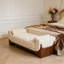 Banc rembourré en velours blanc-69983670