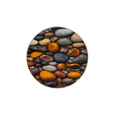 Pebble Theme Pattern Woven Base and Washable Area Rug