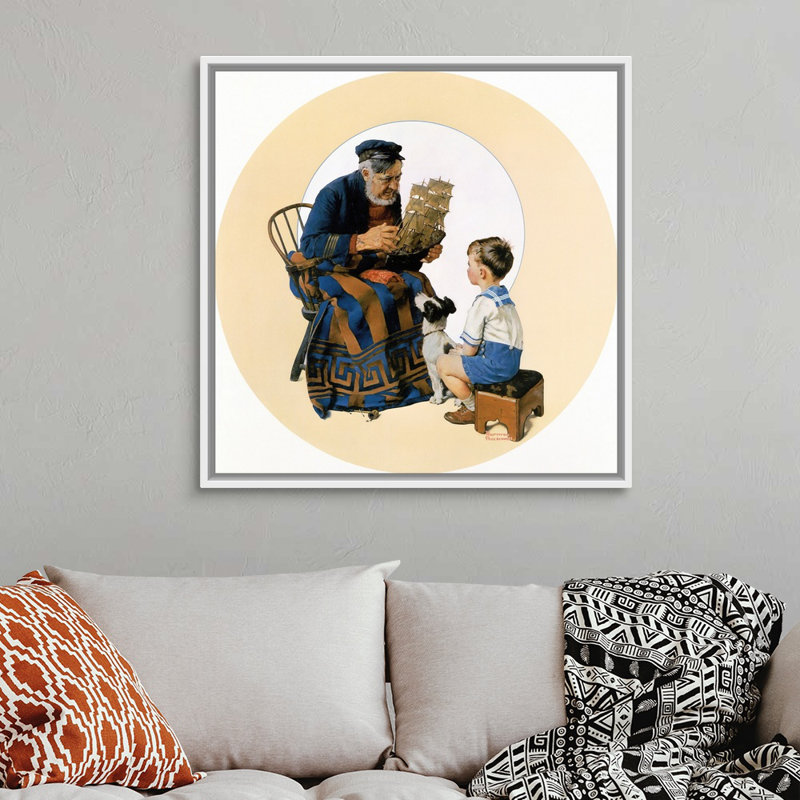 Art mural sur toile Norman Rockwell, Cadre flottant blanc, H 38 po x l 38 po x P 1,75 po