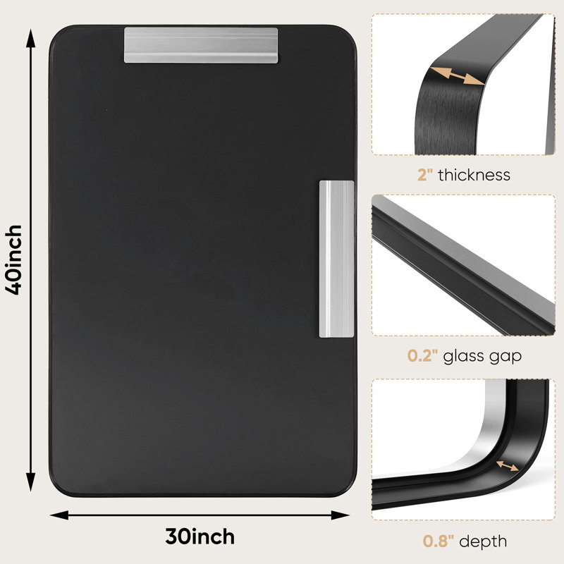 Miroir de salle de bain pour salle de bain, miroir mural en alliage d'aluminium, 39,02 po x 29,03 po
