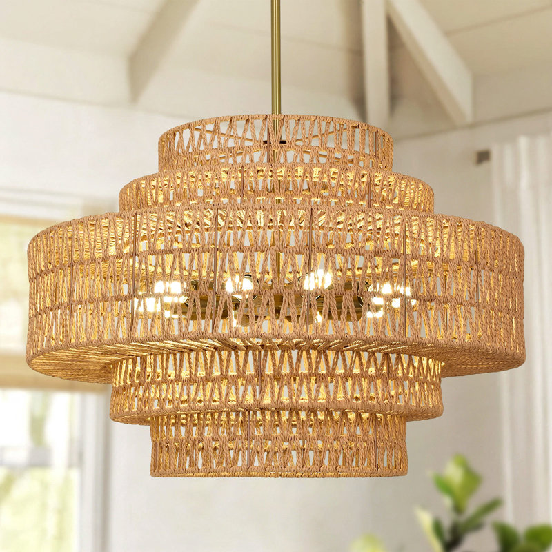Luminaire de lustre en rotin Boho