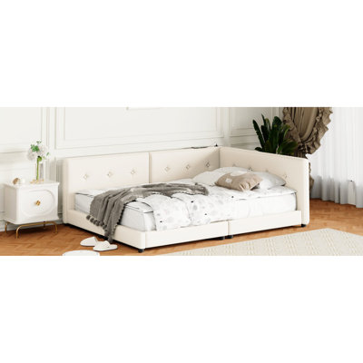 Grand lit plateforme tapissier Modern