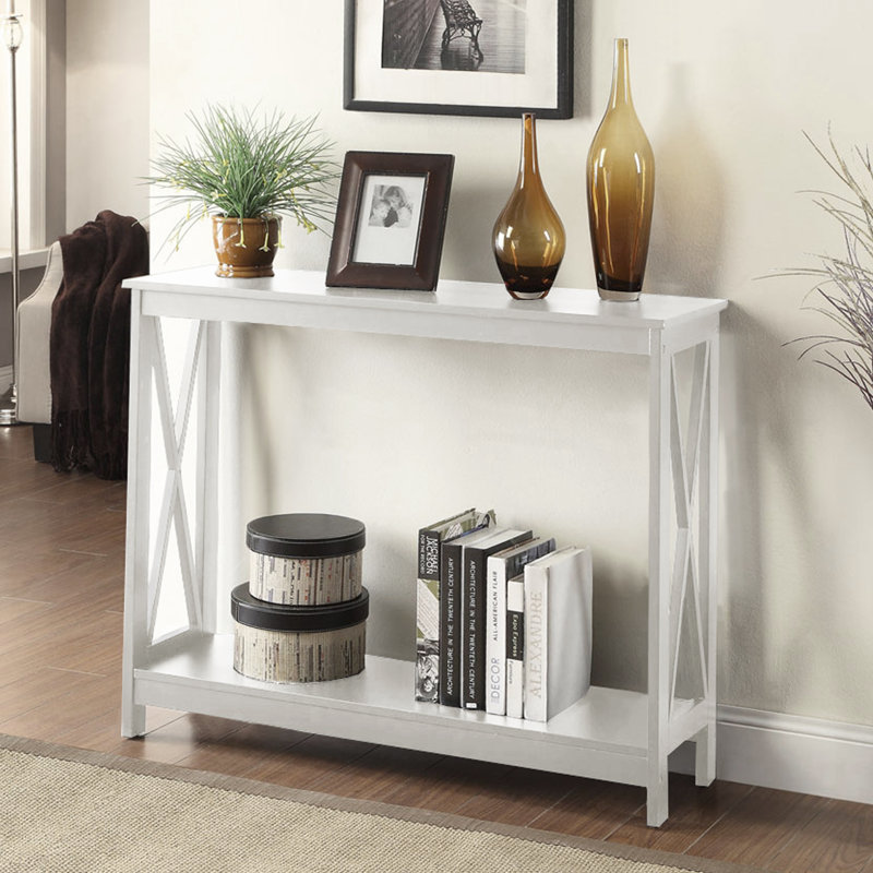 Console avec tablette Darek, Blanc, H 31,5 po x l 39,5 po x P 11,75 po