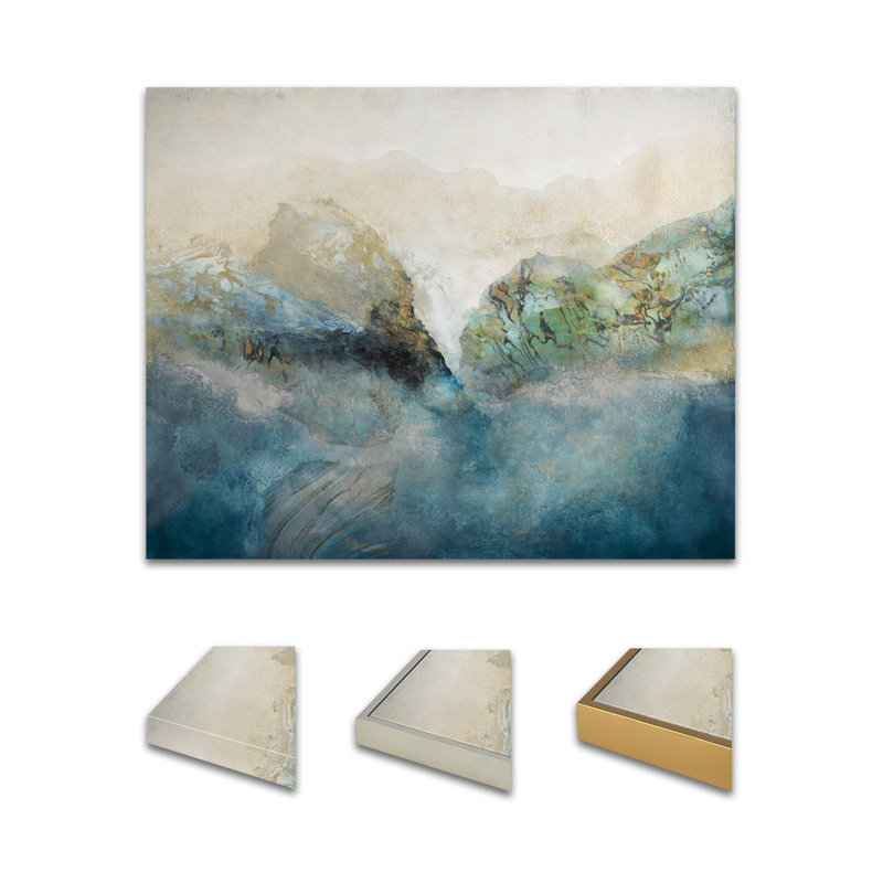 Traversed Vision Painting by Jennifer Hollack Raboin, 40" H x 50" W x 2.25" D, Silver Frame Canvas