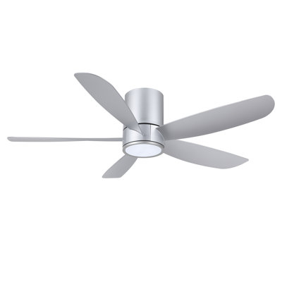 52 In. 5 Blades Flush Mount Indoor Ceiling Fan With Light Kit And Remote