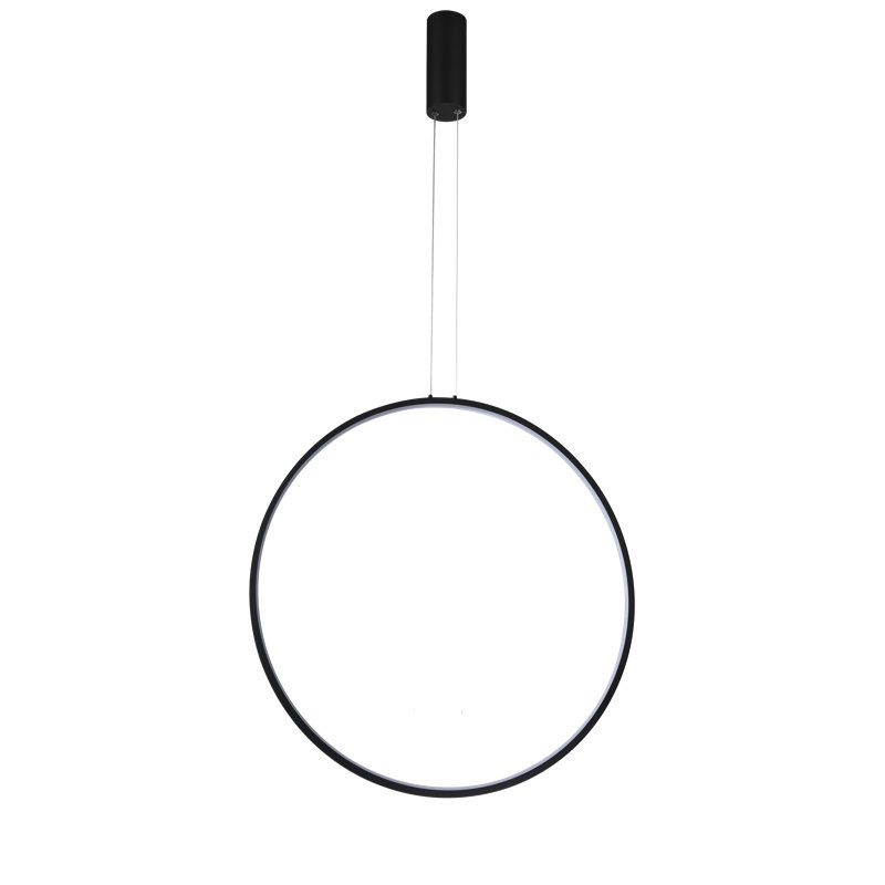1 - Light LED Wagon Wheel Pendant, Black, 60cm H x 60cm W x 7cm D