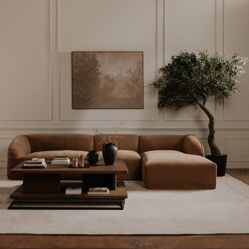 Isla Classic L Modular Sectional Mocha, Latte Loft Canvas 