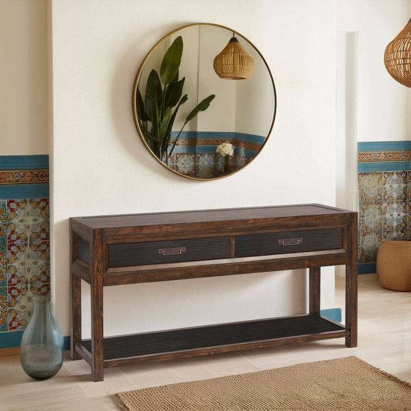 Table de canapé à deux tiroirs, aucun assemblage requis, finition deux tons
