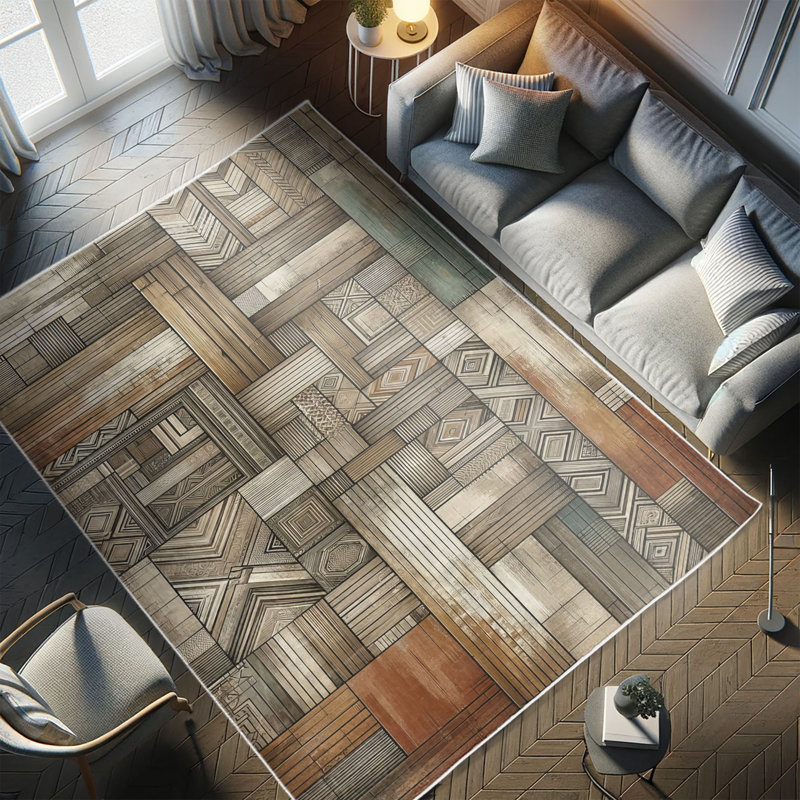 Grey Sepia and Cinnamon Bohemian Geometric Area Rug