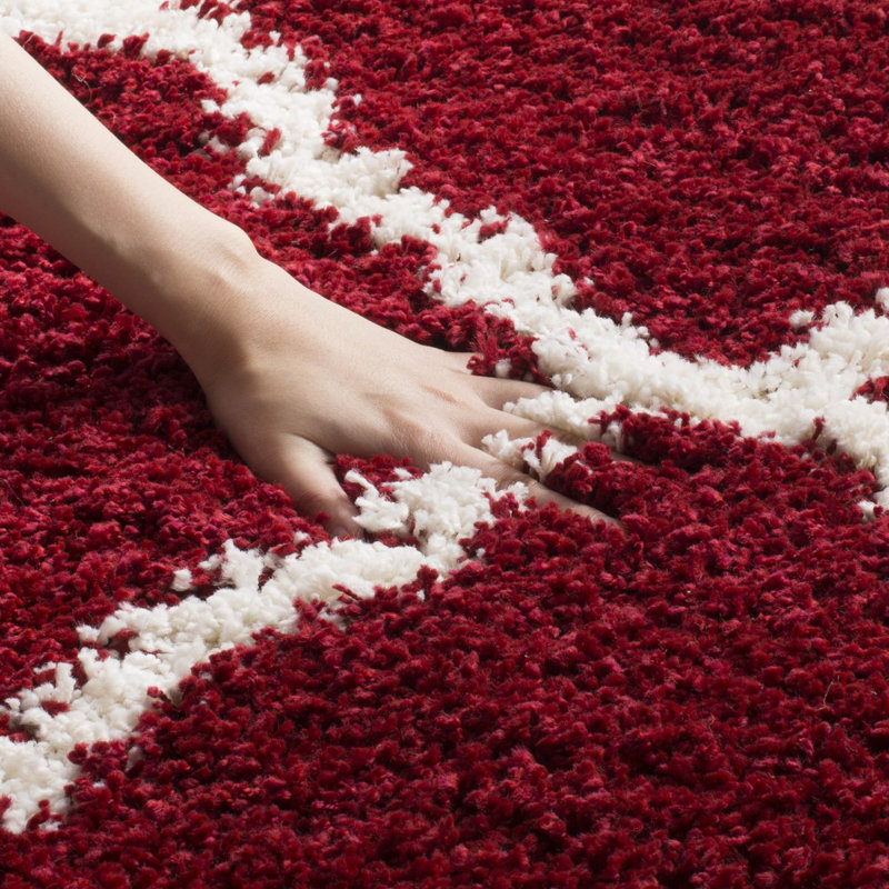 Darrold Geometric Red/White Area Rug, Runner 2'3" x 8'