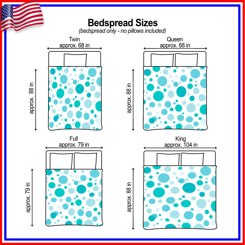 Blue Circular Dots Quilted Bedspread All Sizes, Twin