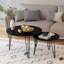 Ensemble de 2 tables basses gigognes rondes de 27,56 po, ensemble de tables de bout gigognes circulaires, plateau de table rond en marbre et base en métal robuste pour le salon, la chambre à coucher, noir