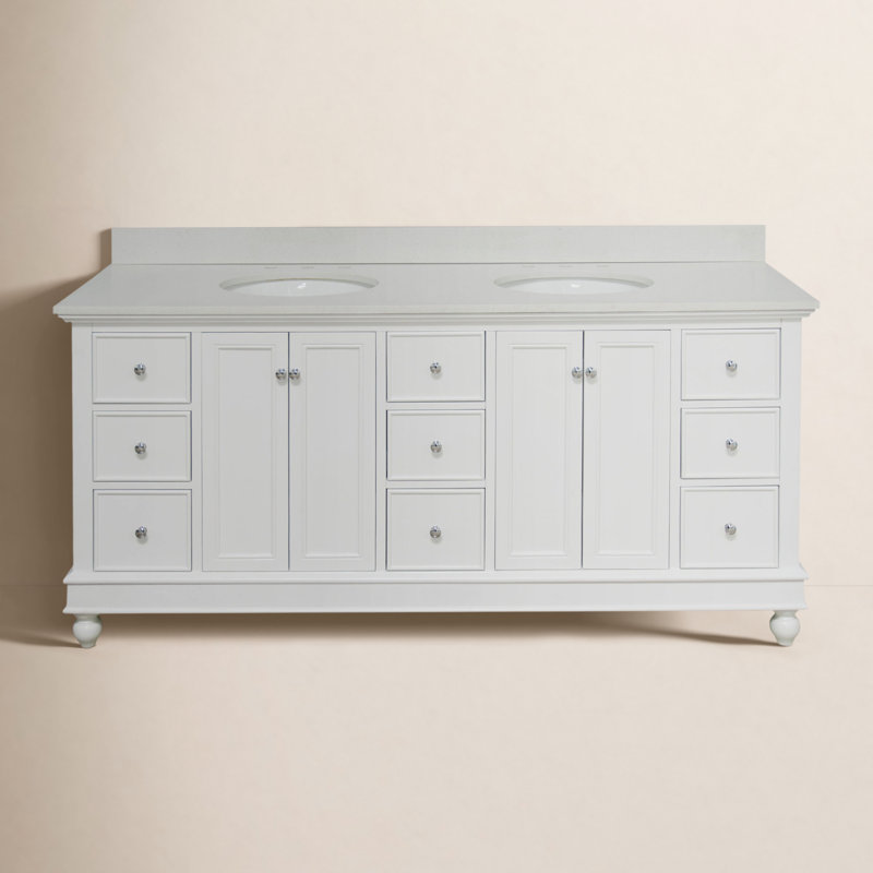 Ensemble de meuble-lavabo double 72 po Ferdinand, Blanc, Quartz