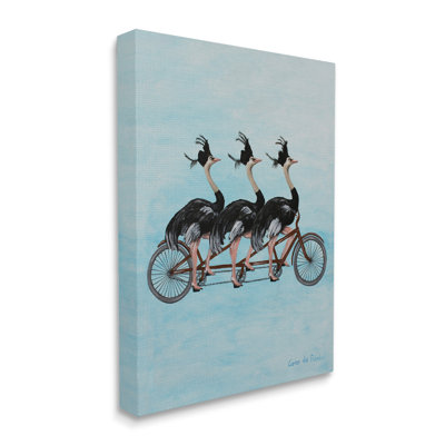 Autruches chevauchant une bicyclette tandem «rigolo» par Coco de Paris - Peinture