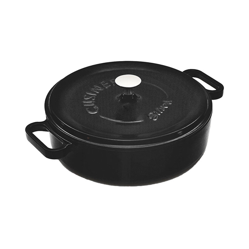 Matte Black Shallow 11" Cast Iron Pot