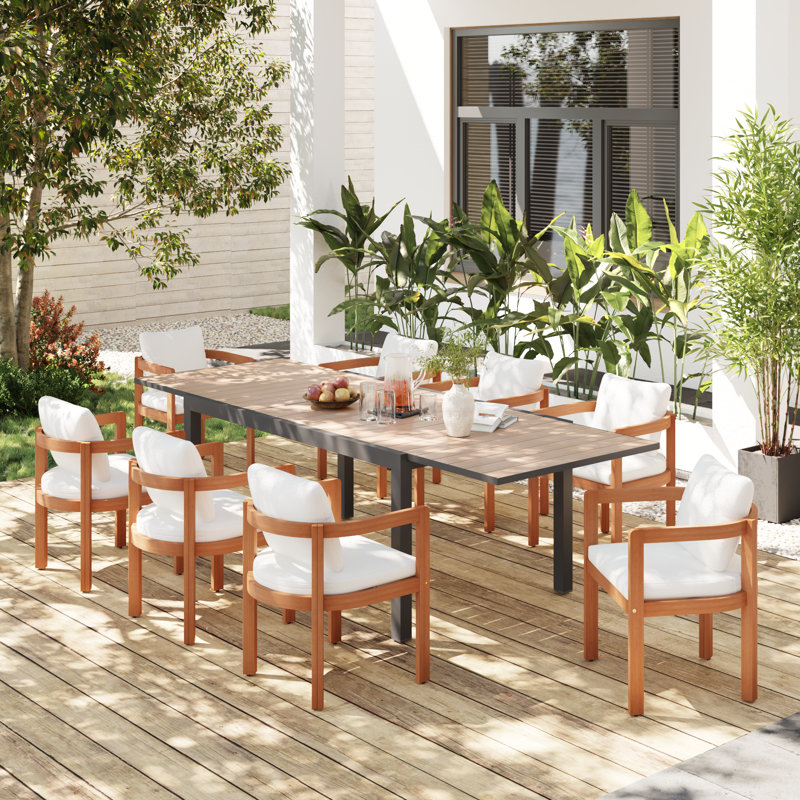 8-person Rectangular Outdoor Dining Set With Cushions