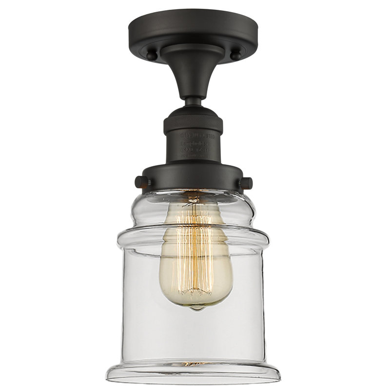 Plafonnier semi-encastré cylindrique simple 6 po Arley, Transparent, Ampoule DEL 6 watts Vinage, Bronze huilé