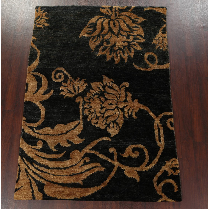 Tapis oriental intérieur / extérieur abstrait noué à la main 5 x 8 po