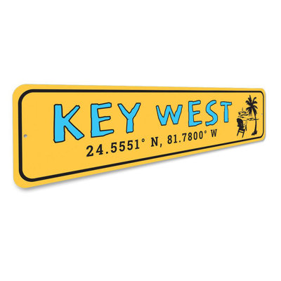 Coordinates Key West Florida Aluminum Sign