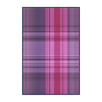 Tapis mauve à motif écossais en laine